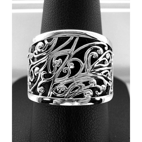 925 STERLING SILVER Vines & Scrolls Band Ring - Picture 1 of 15